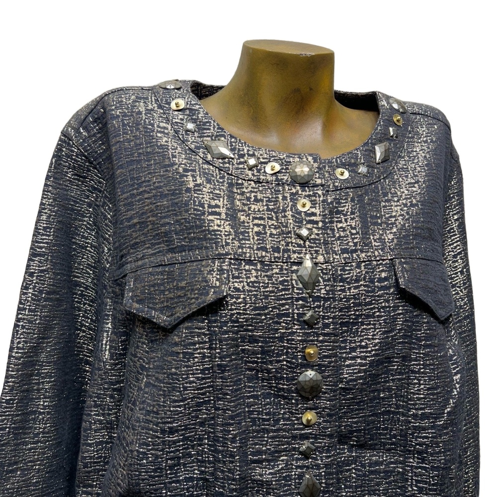 Ruby Rd Euc Vintage Metallic Textured Stud Embell… - image 4